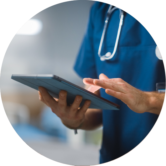 doctor holding tablet